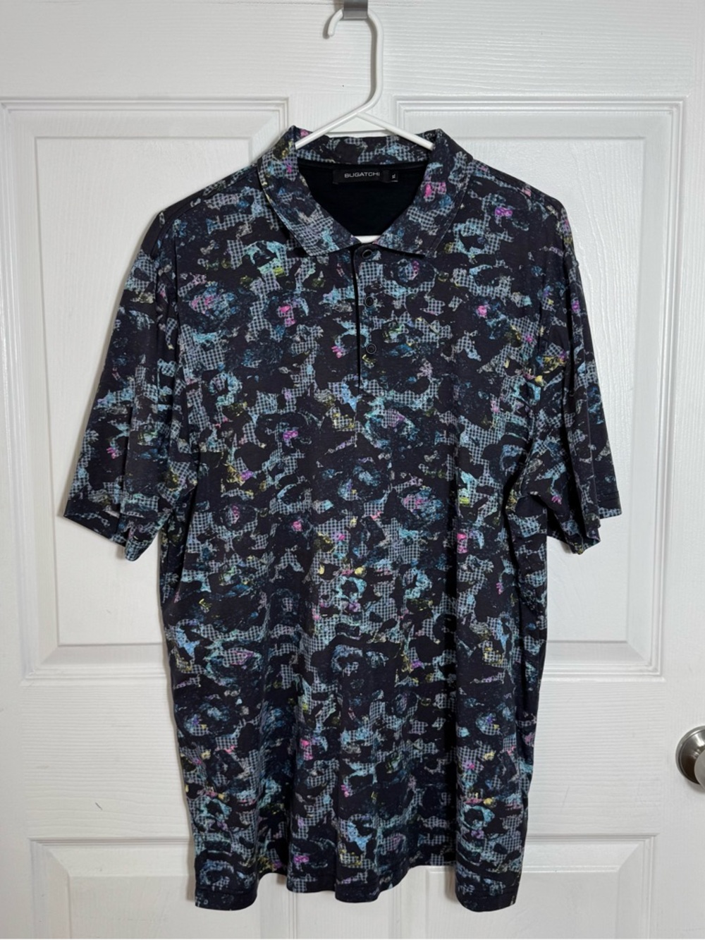 Bugatchi Abstract Print Polo Shirt Size XL Dark Multicolor - Picture 8 of 8